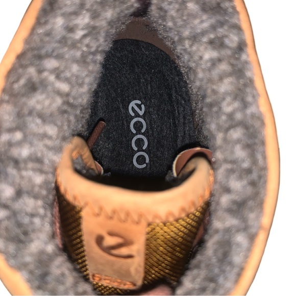 Ecco Bella Brown Hydromax Ankle Boots Sherpa Lined Lace Up Booties Shoes Size 8 - Picture 5 of 7